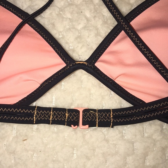 VS PINK swim top. Size Small. Tangerine with black - Picture 4 of 5